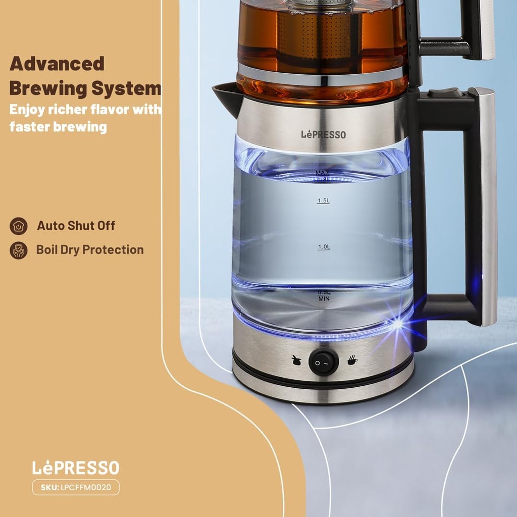 Lepresso Turkish Tea Glass Kettle - Black 