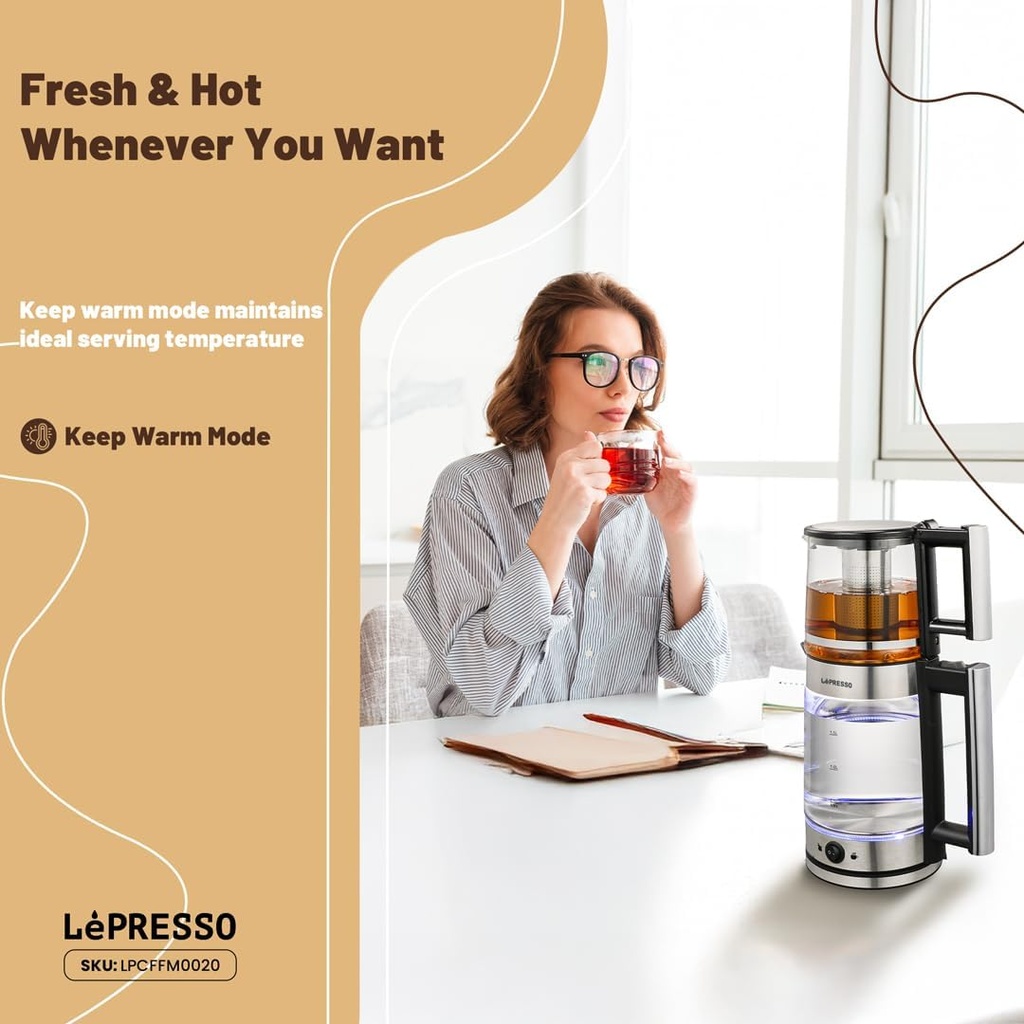 Lepresso Turkish Tea Glass Kettle - Black 