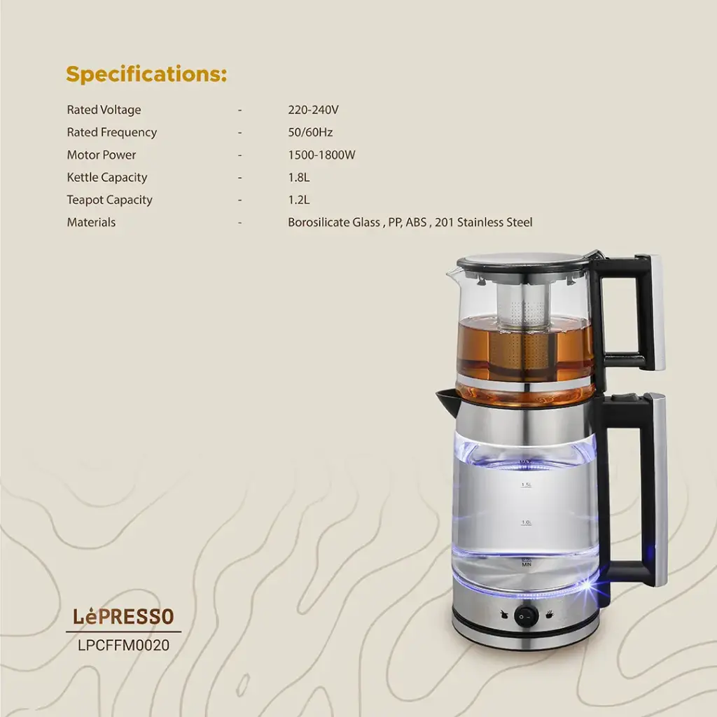 Lepresso Turkish Tea Glass Kettle - Black 