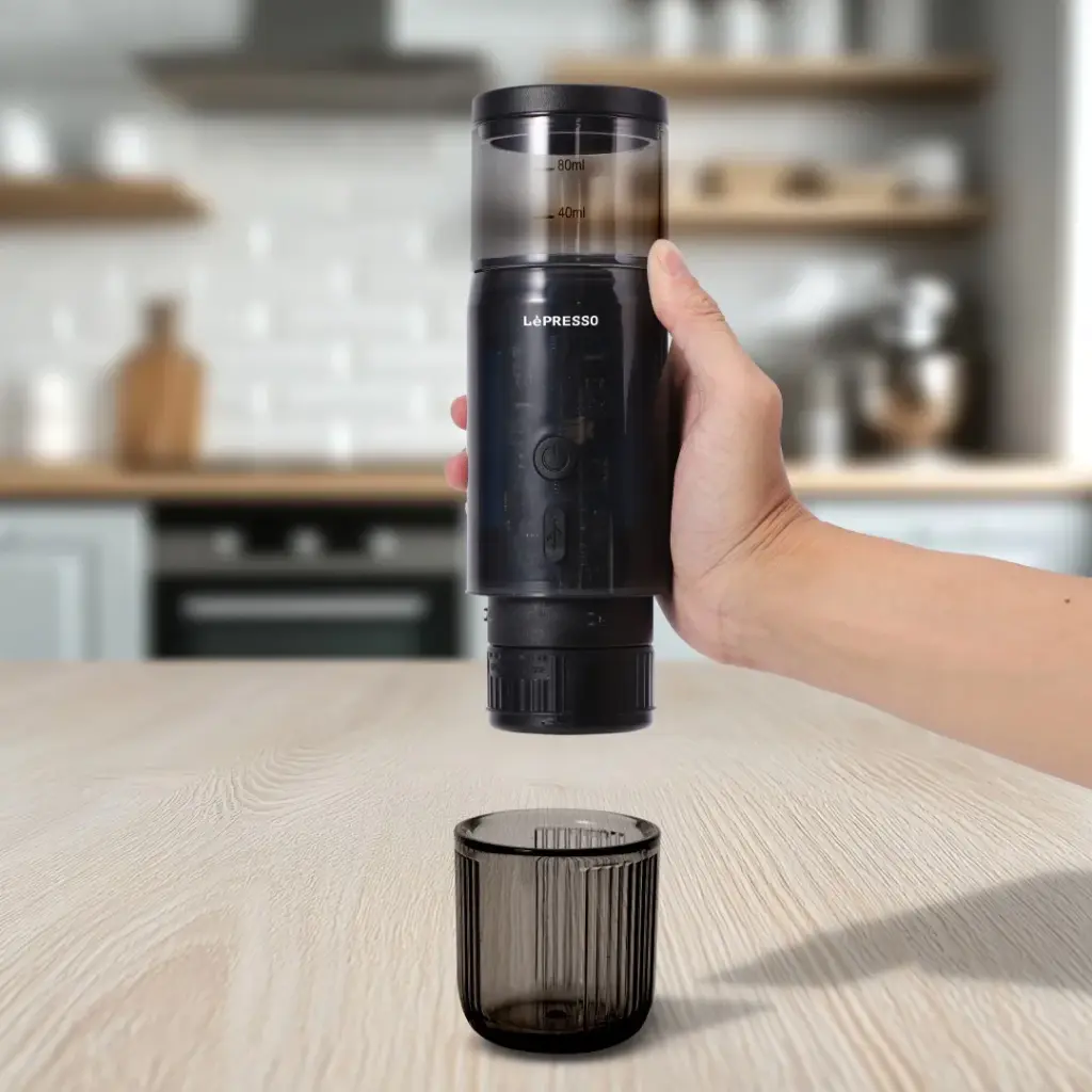 LePresso Portable Mini Espresso Machine with Travel Pouch - Black