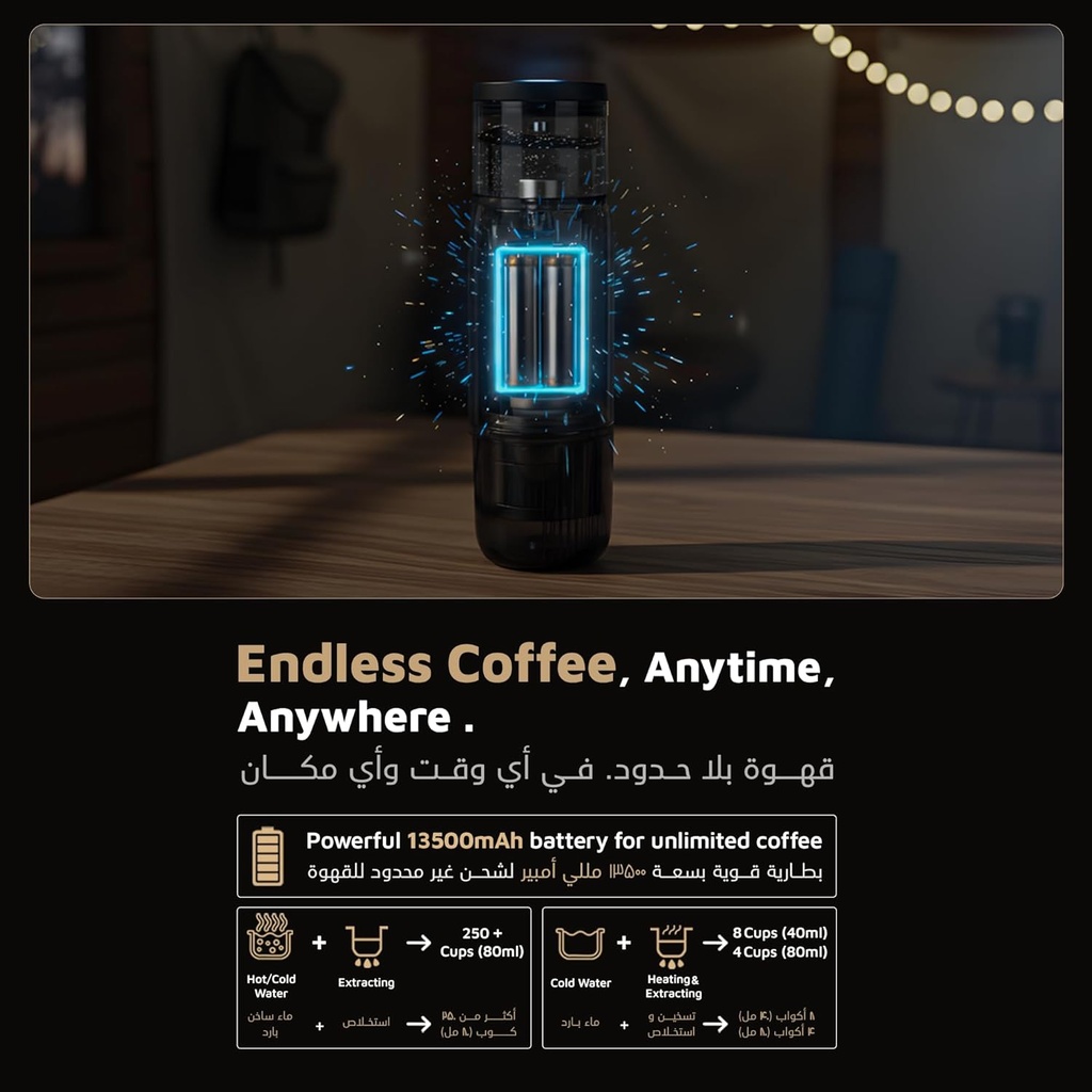 LePresso Portable Mini Espresso Machine with Travel Pouch - Black