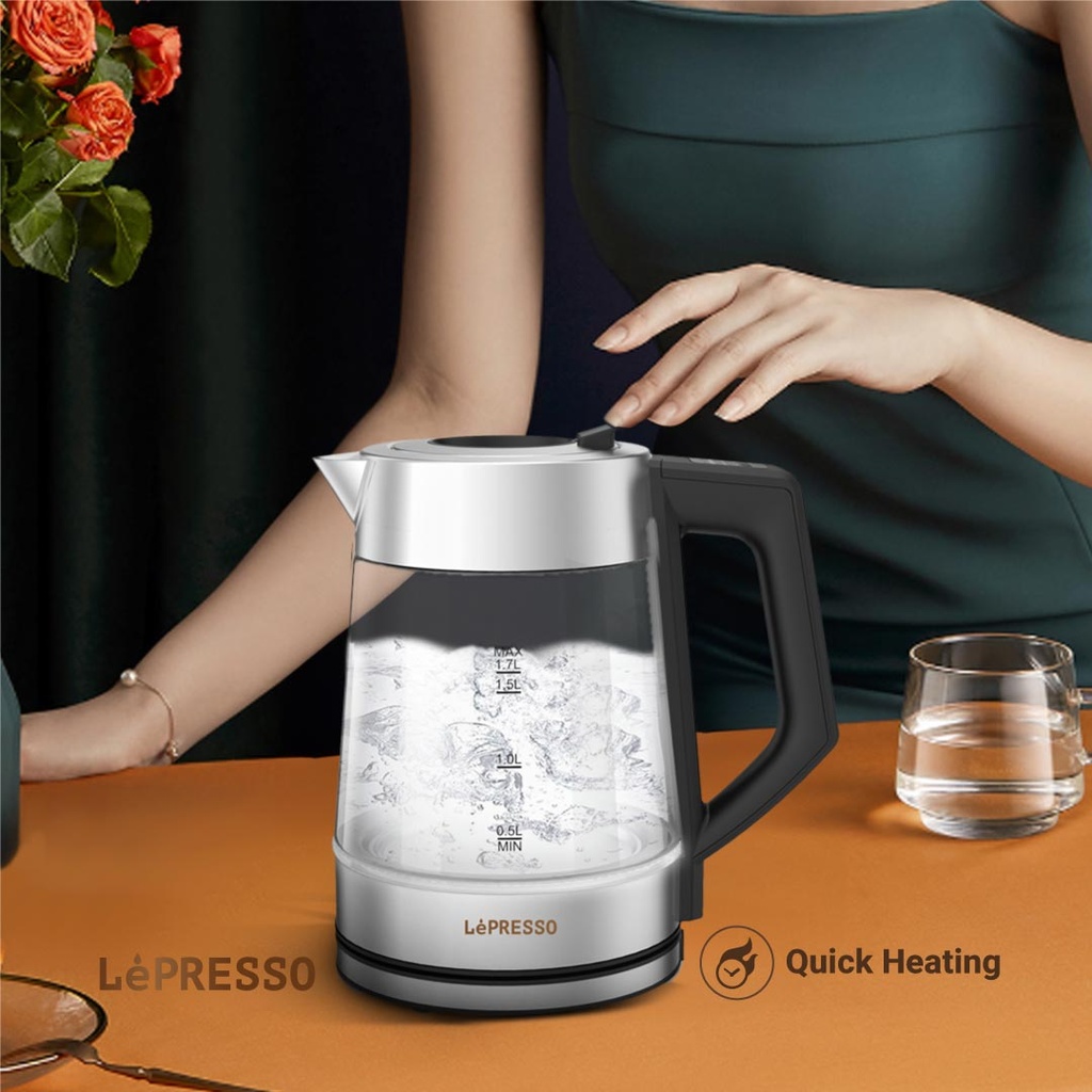LePresso Multi-Temperature Illuminated Glass Kettle - Black
