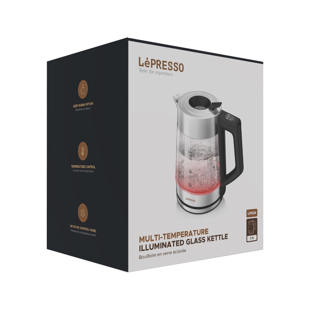 LePresso Multi-Temperature Illuminated Glass Kettle - Black