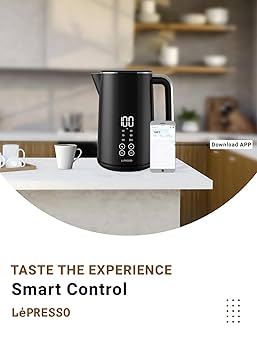LePresso 2000W 1.7L Smart Electric Kettle with Touch Panel and BS plug 