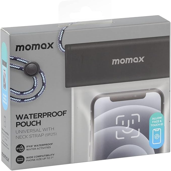 Momax - Waterproof Pouch Universal With Neck Strap Gray