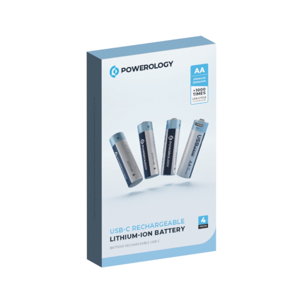 Powerology USB-C Rechargeable Lithium-Ion AA Battery