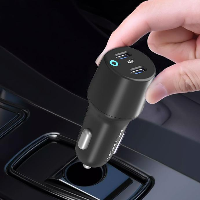 Powerology Ultra-Quick Car Charger with Dual Output