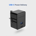 Powerology Ultra-Quick PD & QC Charger Dual Ports 36W Simultaneous Fast Charging For Two Devices-Black