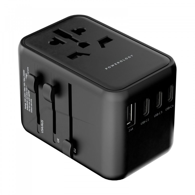 Powerology Universal Multi-Port Travel Adapter 65W