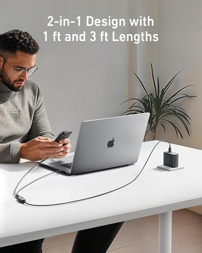 Anker 2-IN-1 USB-C to USB-C Cable (4ft, 140w)