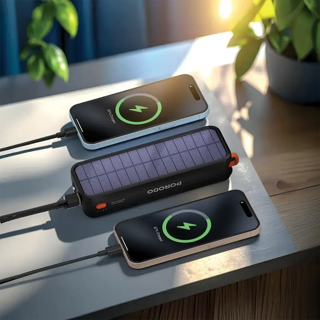 Porodo Solar-Powered 20000mAh Power Bank - Black3.webp