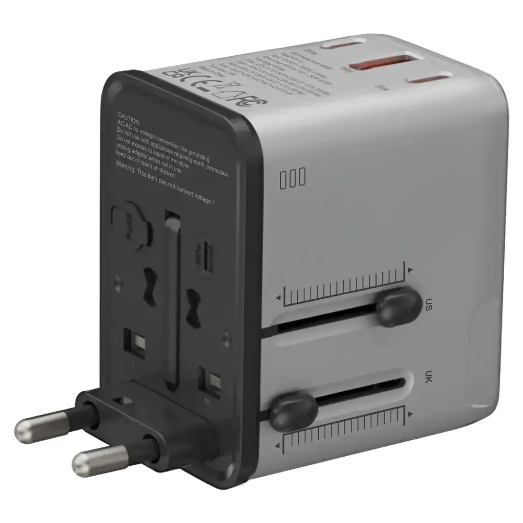 Porodo Mega Volt Universal Travel Adapter - Silver-Black (2).webp