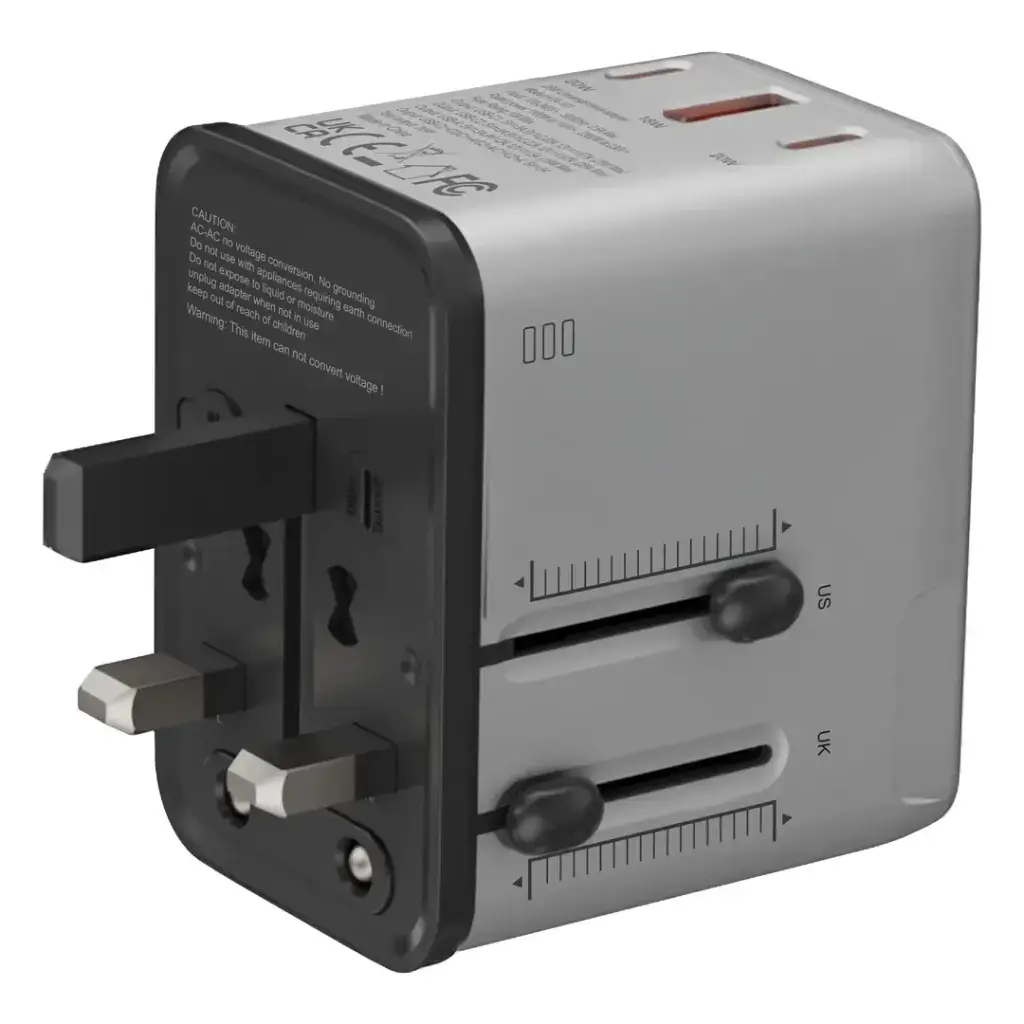 Porodo Mega Volt Universal Travel Adapter - Silver-Black (1).webp