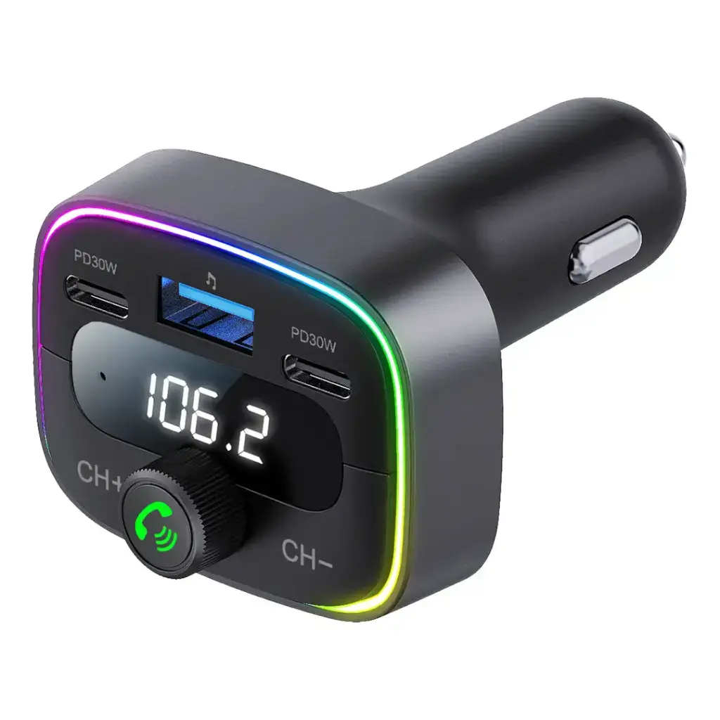Porodo Smart Car Charger FM Transmitter - Black5.webp
