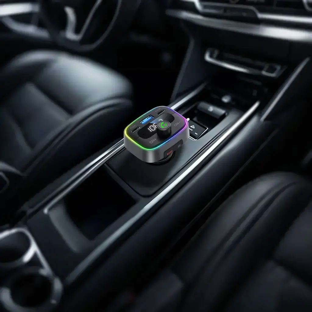 Porodo Smart Car Charger FM Transmitter - Black3.webp