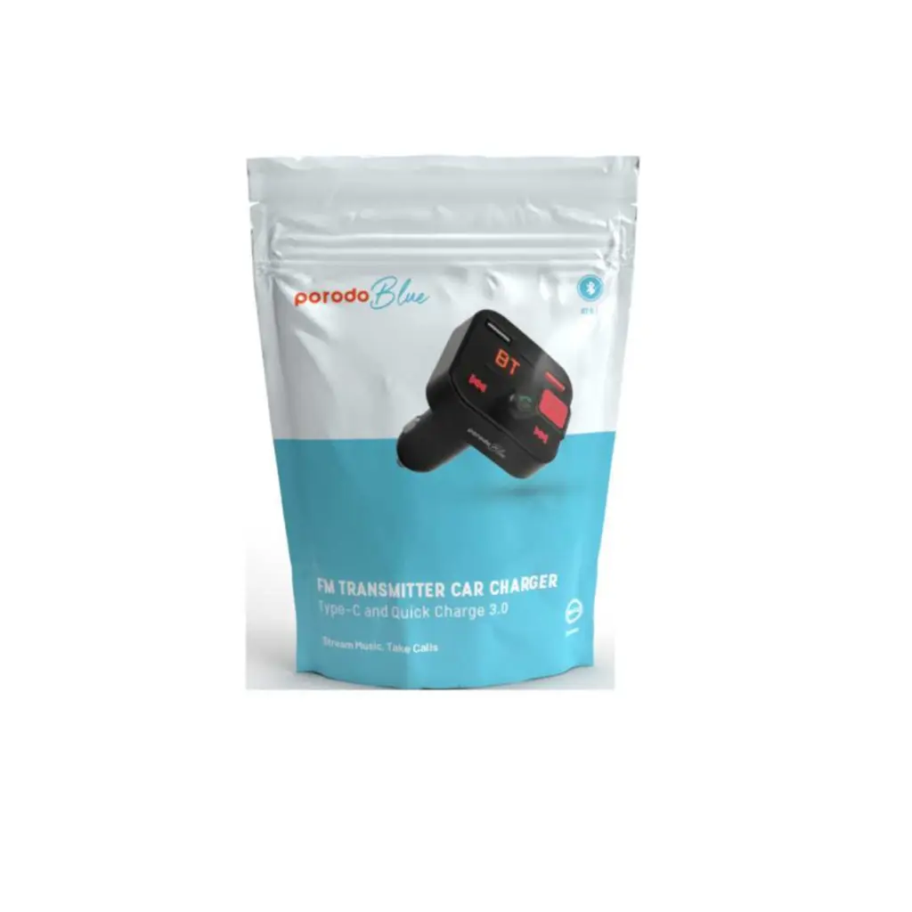 Porodo Blue Wireless FM Transmitter with Dual QC3.0 & Type-C Port (1).webp