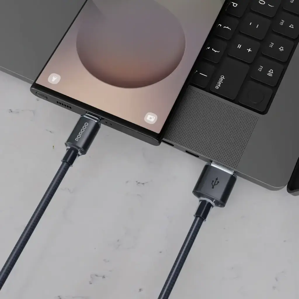 Porodo USB-A to USB-C Braided Cable - Black (4).webp