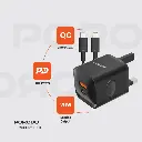 Porodo Dual Port Wall Charger UK with USB-C to Lightning cable - Black (4).webp