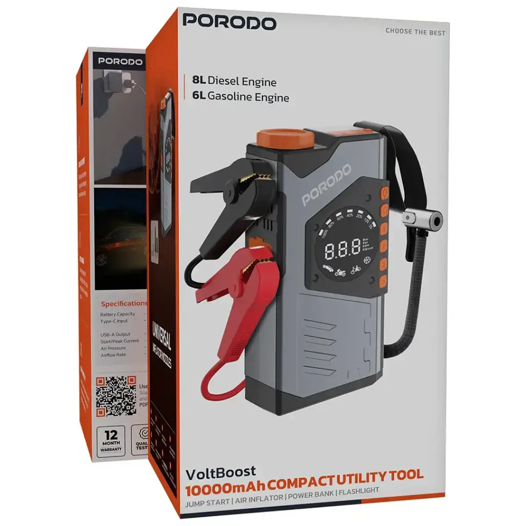 Porodo VoltBoost 10000mAh Compact Utility Tool - Gray2.webp