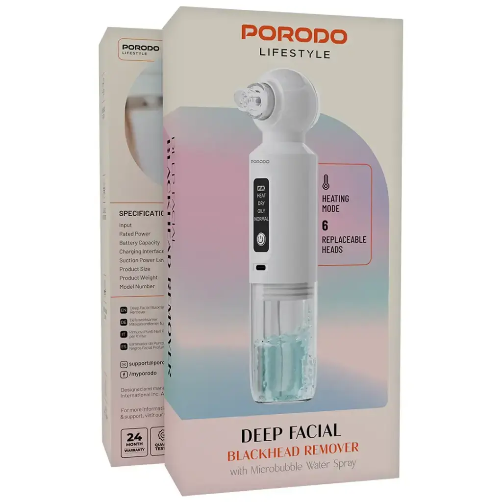Porodo Lifestyle Deep Facial Blackhead Remover with Microbubble Water Spray - White.webp