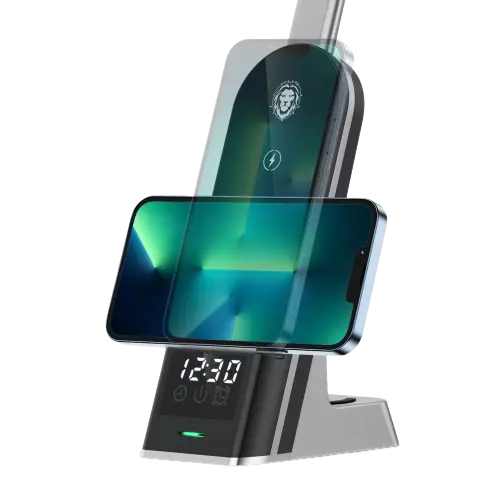 GreenLion 7 in 1 Dual Coil Max 15W Wireless Charger LED Nightlight Clock Universal1.webp