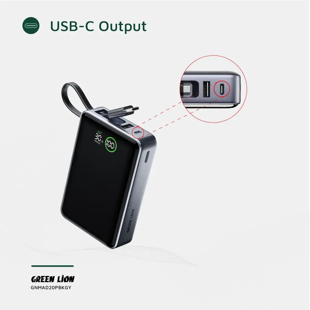 Green Lion Madrid 20 Power Bank 20000mAh PD 35W - Gray (4).webp
