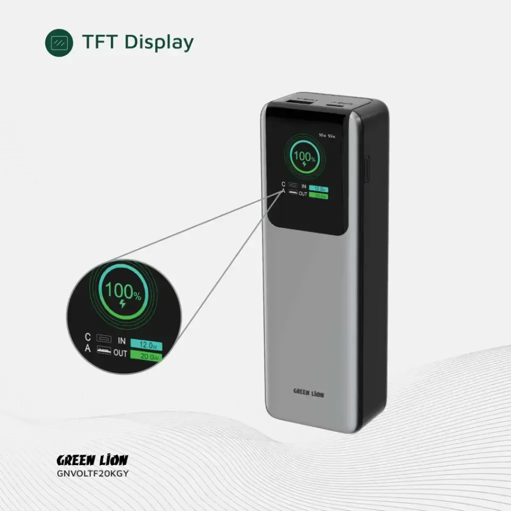 Green Lion Voltura 20000mAh Power Bank PD100W -Grey (1).webp