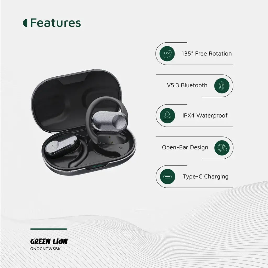 Green Lion Ocean Open Ear Headphones - Black (2).webp