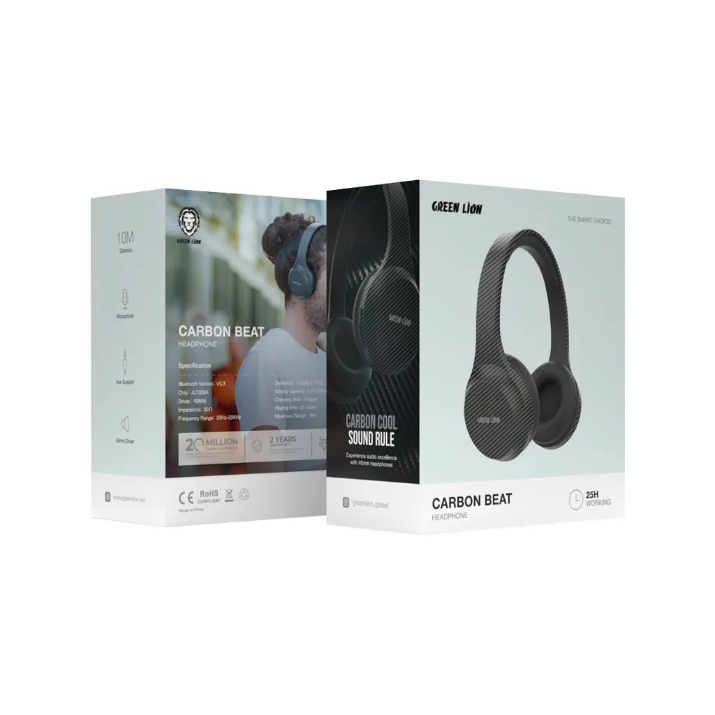 Green Lion Carbon Beat Headphone - Black.webp