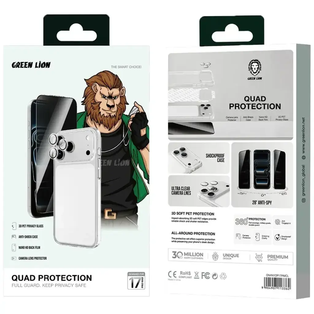 Green Lion Quad Protection Privacy for iPhone 17 Pro-Pro Max.webp