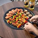 Porodo Lifestyle Tripod-Base Outdoor Round Grill Table - Brown4.webp