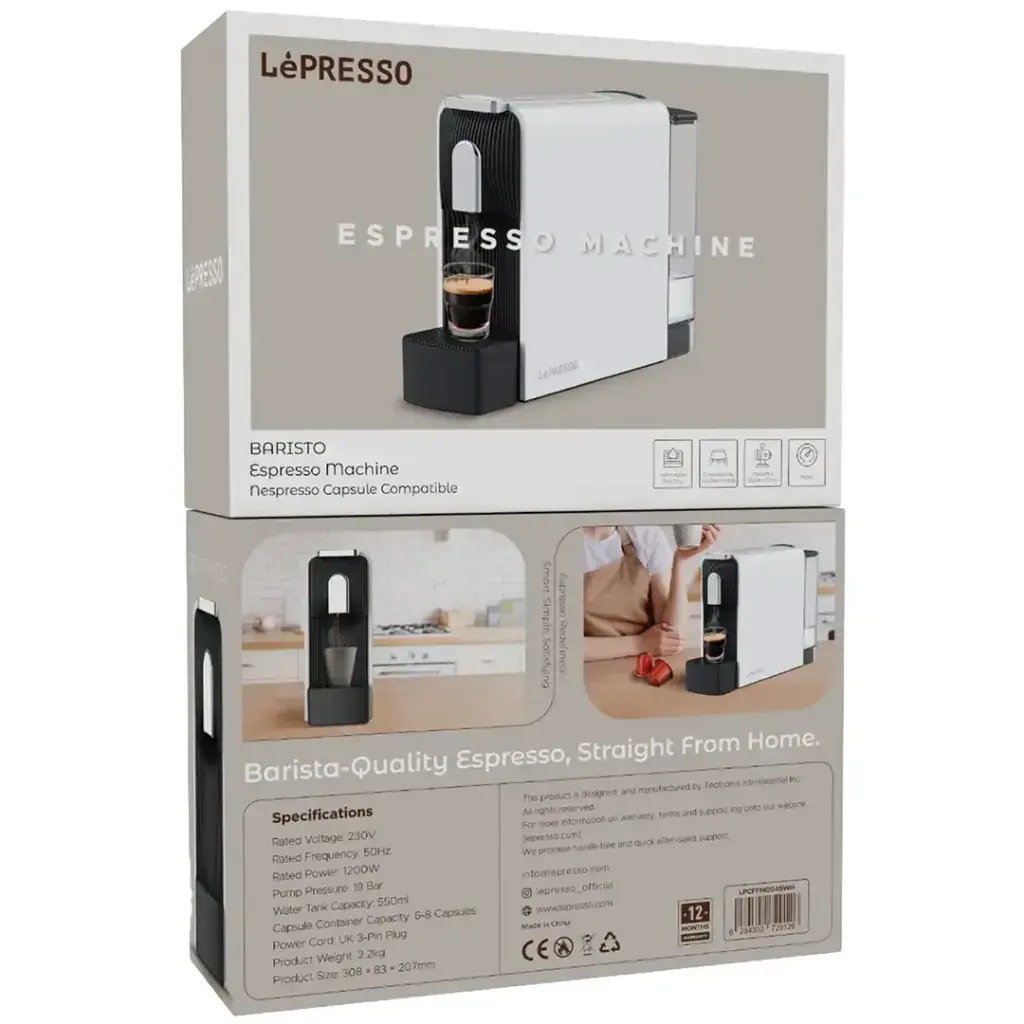 Lepresso Baristo Espresso Machine Nespresso Capsule Compatile - White4.webp