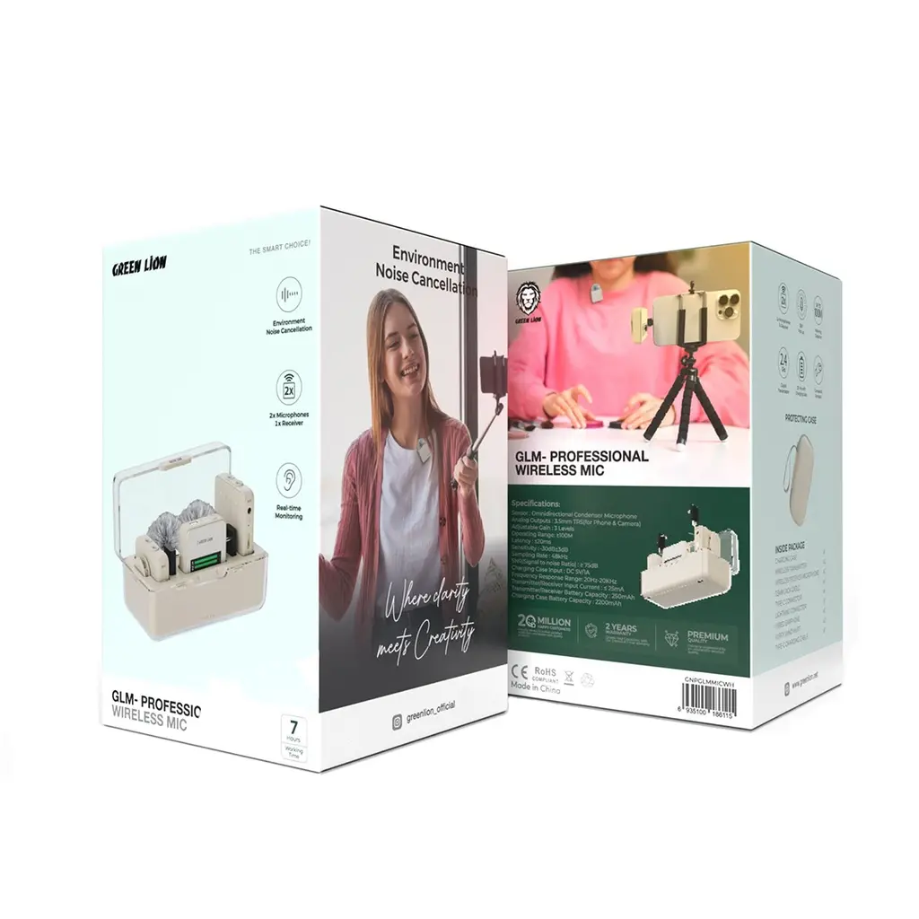 Green Lion Earbuds & Headphones Green Lion GLM-Professional Wireless Mic Real Time Monitoring White [GNPGLMMICWH].webp
