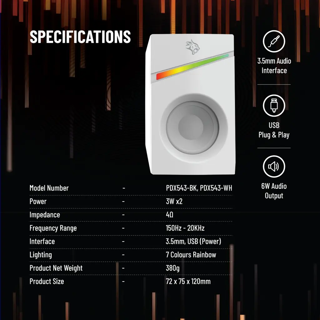 Porodo Gaming Stereo Speakers Volume Knob Control.webp