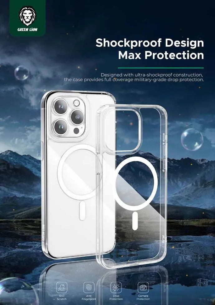 Green Lion Magsafe Crystal Clear Case for iPhone 15 Pro  Pro Max - Clear (5).webp