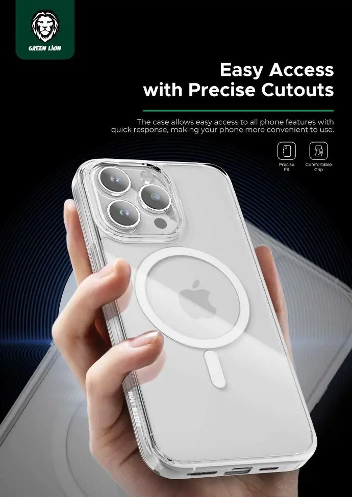 Green Lion Magsafe Crystal Clear Case for iPhone 15 Pro  Pro Max - Clear (1).webp