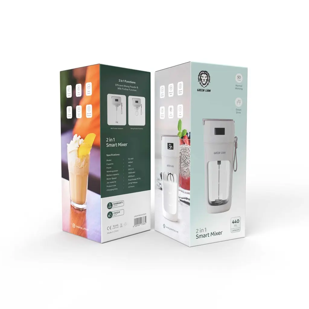 Green Lion 2 in 1 Smart Mixer 440mL 7W - White.webp