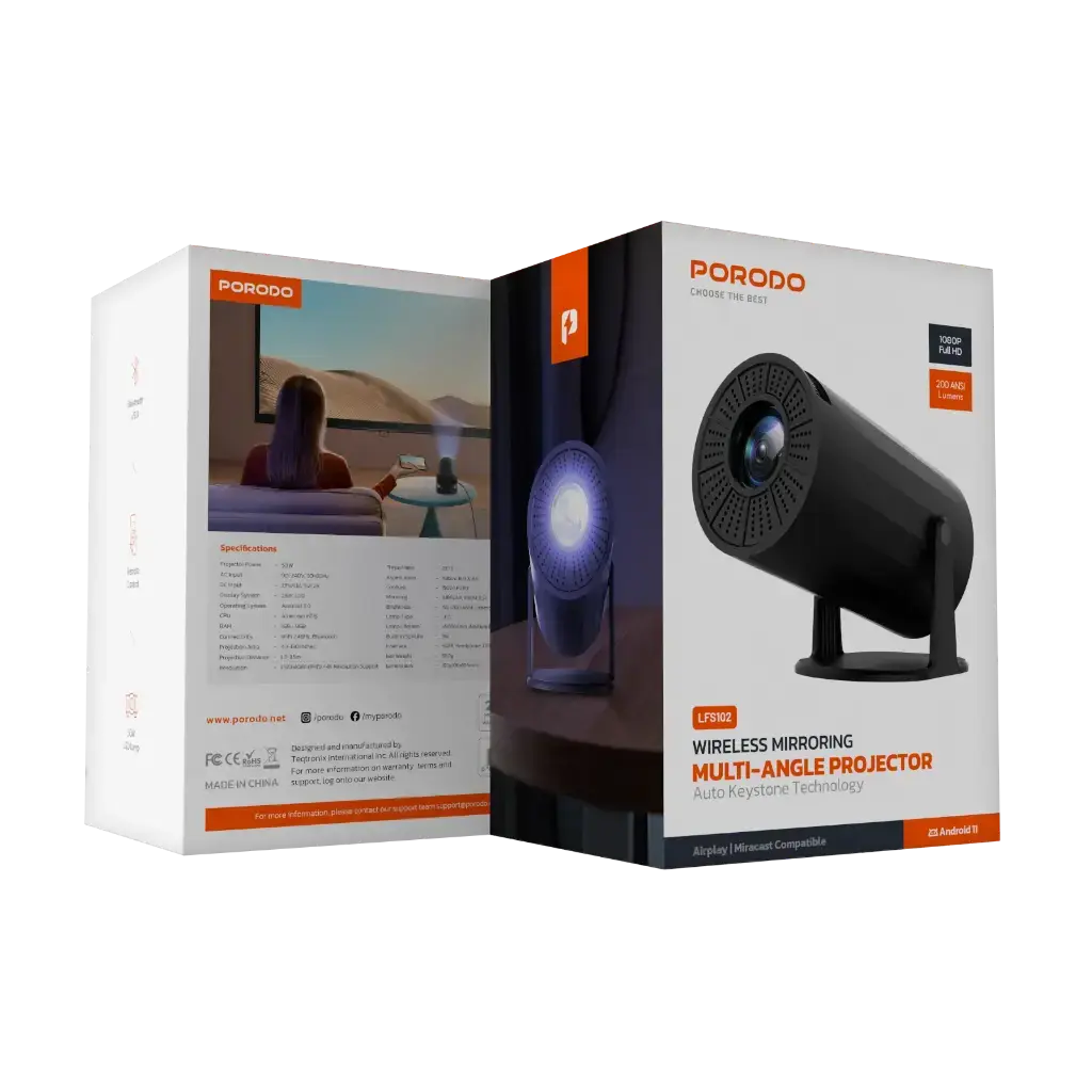 Porodo 4K Projector Pro Android 11 With Auto Keystone - Black (4).webp