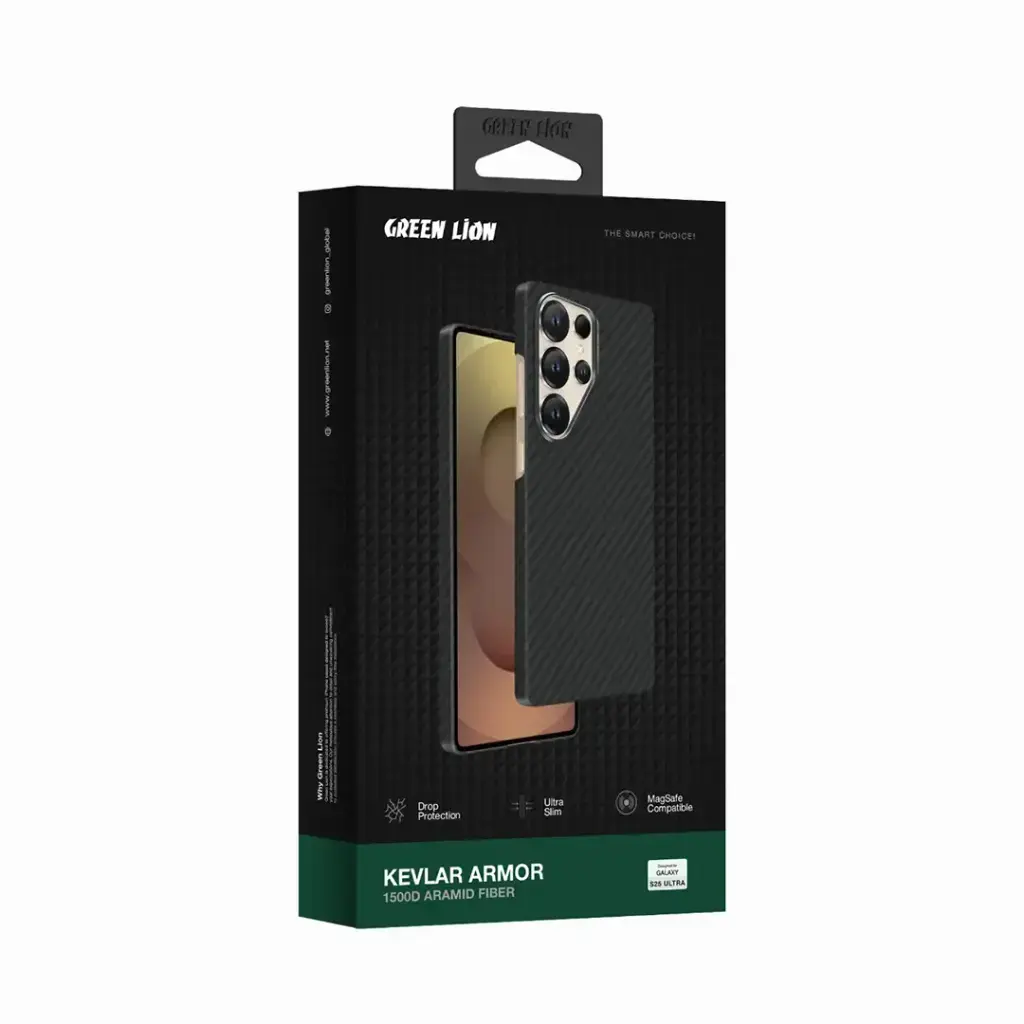 Green Lion MagSafe Kevlar Armor Case For Galaxy S25 Ultra - Black (4).webp