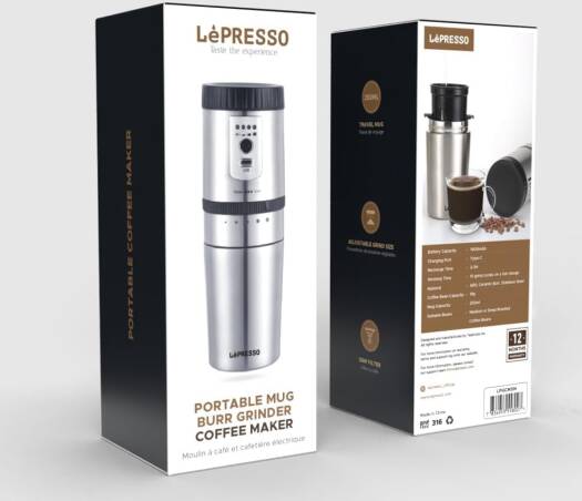 LePresso Portable Mini Grinding and Coffee Maker With Stainless Steel Mug