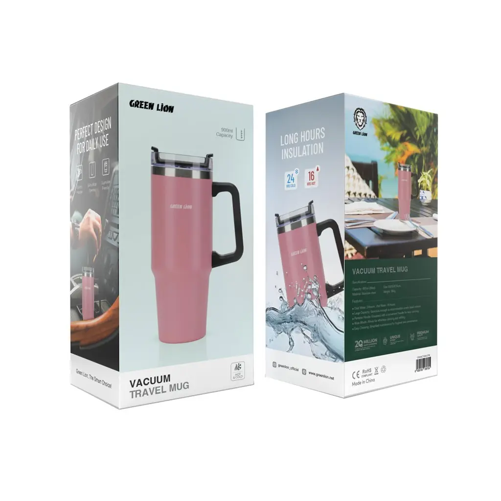 Green Lion Vacuum Travel Mug - Pink.webp
