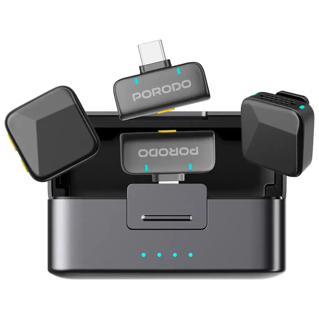 [PDLAMPHF75BK] Porodo Orion Lavalier Microphone Type-C & Lightning - Black.webp
