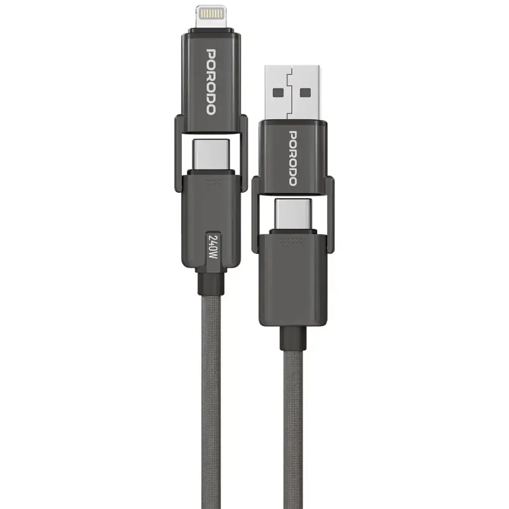 [PDCBL0034BK] Porodo 4-In-1 Braided High-Speed Charging Cable - Black.webp