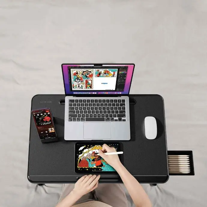 Green Lion Multifunctional Bed Table 60X40cm - Black (4).webp