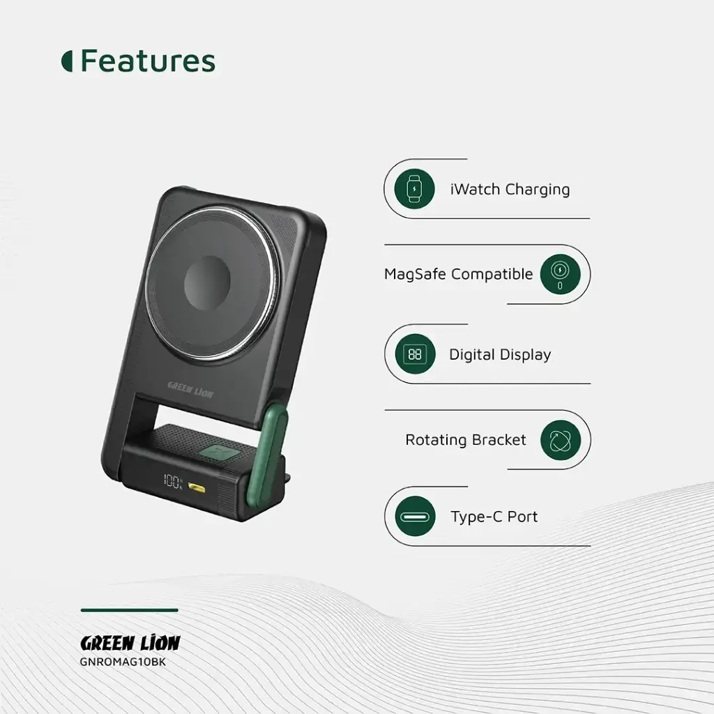 Green Lion Rotex MagSafe 10000mAh Power Bank - Black (1).webp