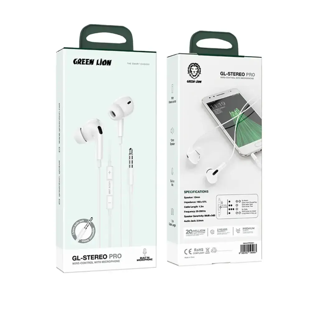 Green Lion GL-Stereo Pro Wire Control With Microphone - White.webp