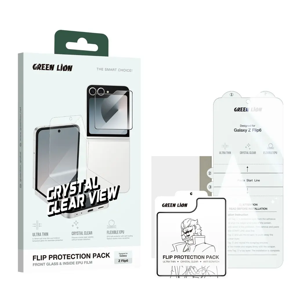 Green Lion Samsung Galaxy Z Flip 6 Fold Protection Pack - Clear (2).webp
