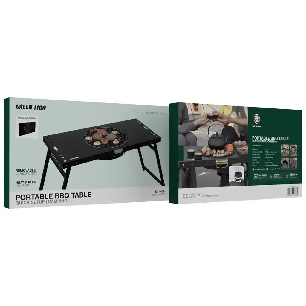 Green Lion Portable BBQ Camping Table - Black.webp