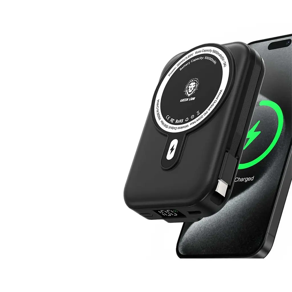 Green Lion Power Bank & Battery Monaco Grip 10000mAh Power Bank 15W Magsafe Black [GNMGP10KPBBK].webp