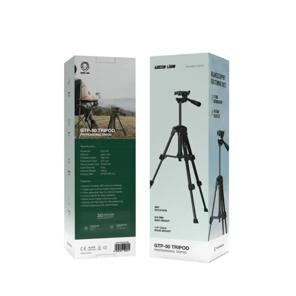 Green Lion GTP-50 Tripod Professional Aluminum - Black .webp